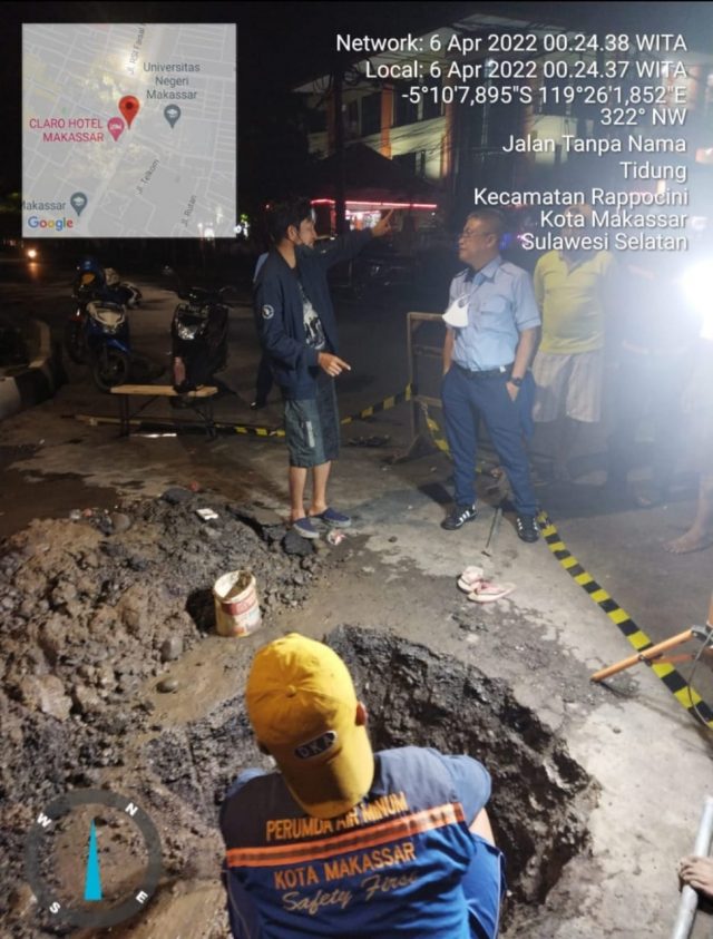 Pj Dirut PDAM Makassar Turun Langsung Pantau Pengerjaan Pipa Bocor